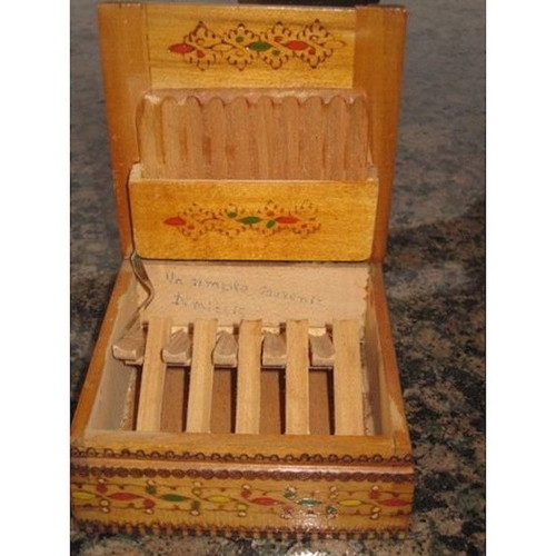 Wooden tobacco box used, traditional from Bulgaria 11x11 cm
