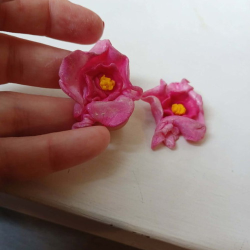 Handmade earrings like new, pink polymer clay