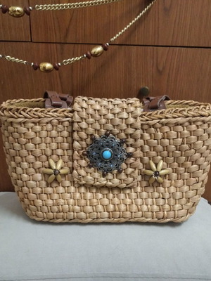 Vintage boho shoulder bag handmade from natural materials