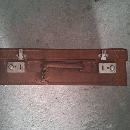 Leather suitcase 1930-40 used, brown, 50x33x14 cm