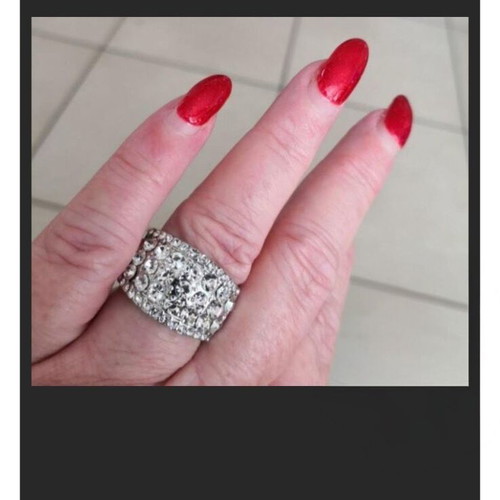 Ring with white sapphires new, silver plated 925 sterling silver, size 11