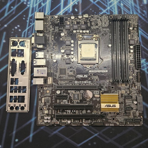 Asus D170M-C motherboard with Intel i5 6500 and backplate