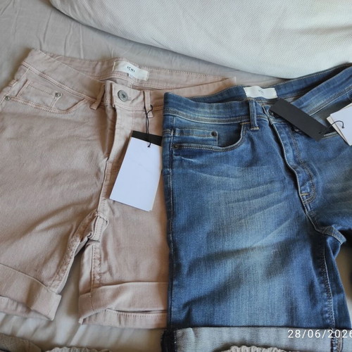 ICHI bermudas new, size S, blue and beige, pack of 2
