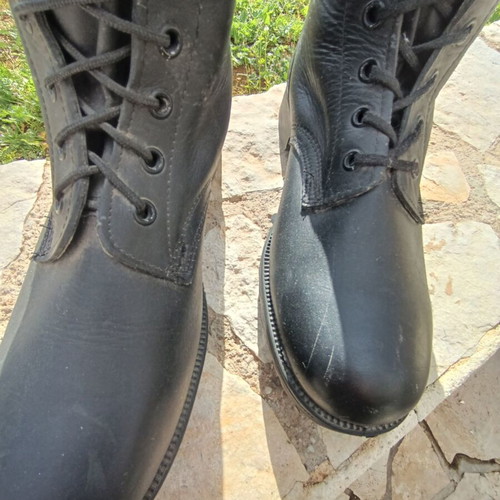 Black leather military-style boots size 44 like new