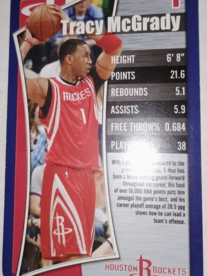 Tracy McGrady Houston Rockets Top Trumps NBA 2008 collectible card