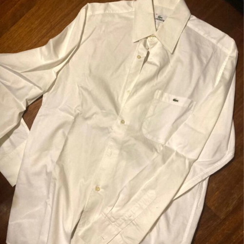 Lacoste white men's dress shirt used, size L/XL, cotton