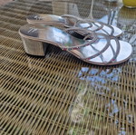 Giuseppe Zanotti heeled sandals like new, silver leather with crystals, size 37