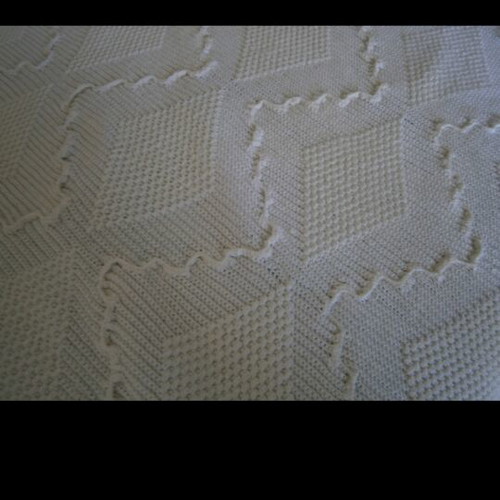 Handmade cotton blanket with grape pattern, 1.85x2.00 m, white