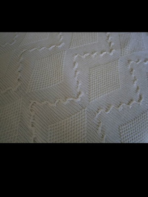 Handmade cotton blanket with grape pattern, 1.85x2.00 m, white