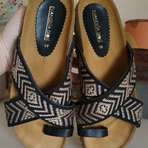 Evangelia Drosi handmade sandals new, size 42, black and brown
