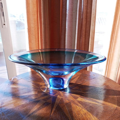 Kosta Boda Vision crystal bowl blue, design Göran Wärff