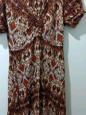 Think short-sleeve dress new, white and brown