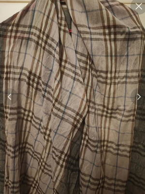 Checked scarf used with rose sketch details beige gray
