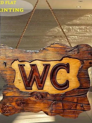 Retro Wooden WC Sign 15 cm new