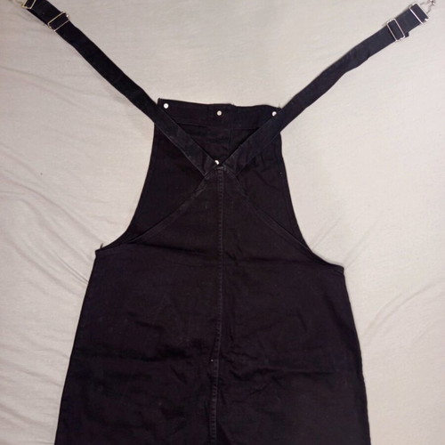Black Salopette with Front Buttons, Like New, Size 134 cm for 12 Years