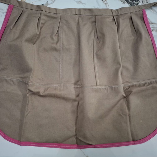 Handmade Waist Apron like new, beige with fuchsia details