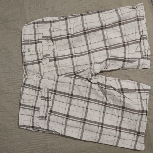 Men's checked bermuda shorts, size 44, white