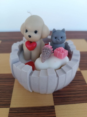 Handmade aromatic candle with porcelain container