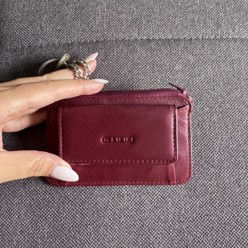 Giudi leather wallet with chain, burgundy