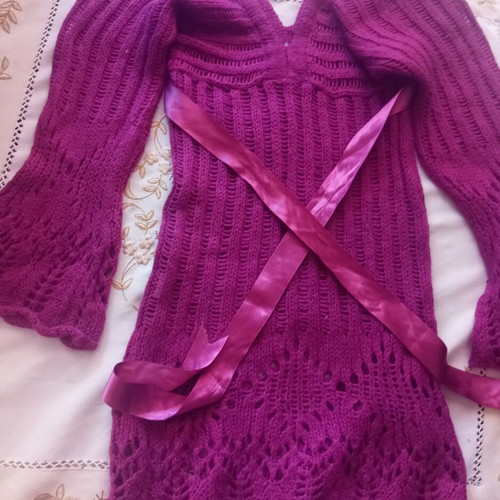 Wool sweater with satin belt, size XXS-XS