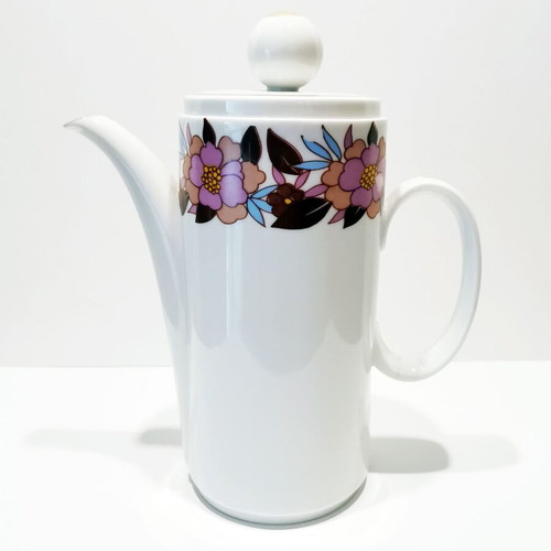 Vintage seventies porcelain teapot used with geometric design
