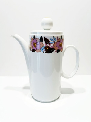 Vintage seventies porcelain teapot used with geometric design