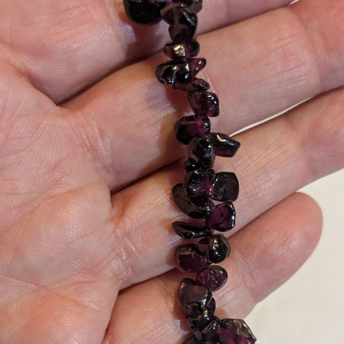 Vintage Garnet Necklace with Brass Clasp, Like New