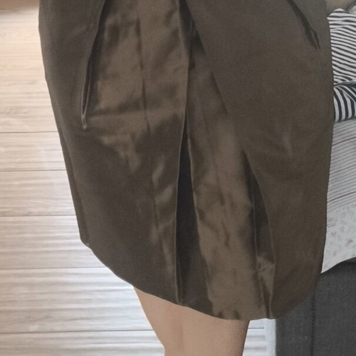 Raxevsky midi skirt like new, metallic brown-green satin fabric, size L