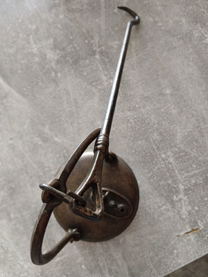 Antique Betty Oil Lamp used, cast iron with rooster design