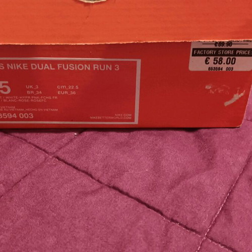 Nike Dual Fusion Run 3 women's running shoes size 36, black and pink