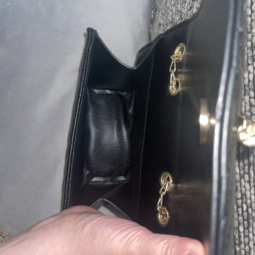 Bag new black chevron quilted with gold chain and V detail