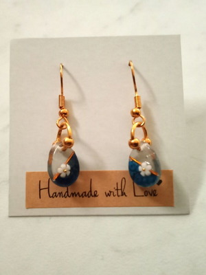 Handmade earrings Loulloudaki new, blue and white