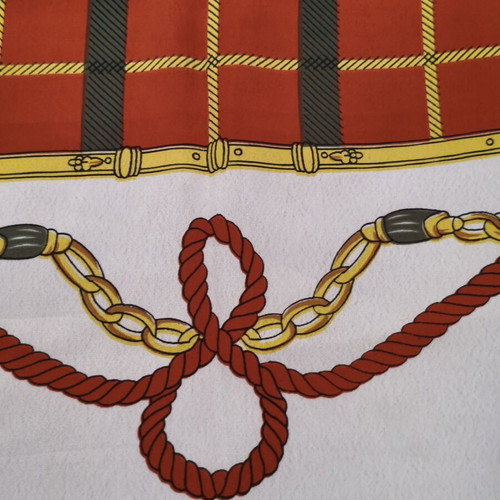 Large square scarf with equestrian pattern like new