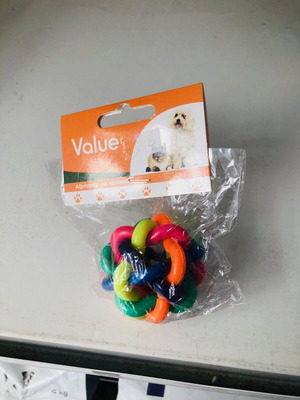 Knitted colorful ball toy with bell for dog or cat 6cm new