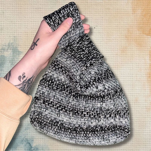 Handmade Japanese Knot Wrist Bag Grayscale