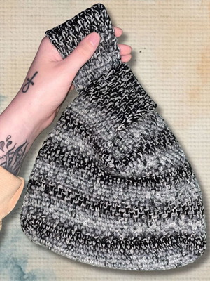 Handmade Japanese Knot Wrist Bag Grayscale