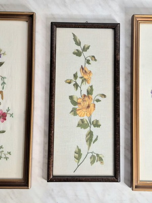 3 Vintage Embroidered Floral Frames set