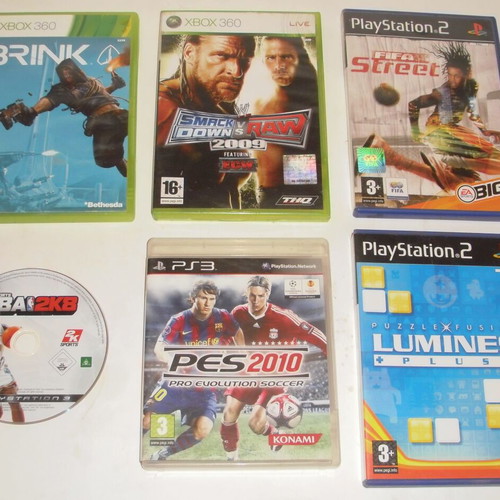Videogames bundle used with 6 games for PS2, PS3, Xbox 360