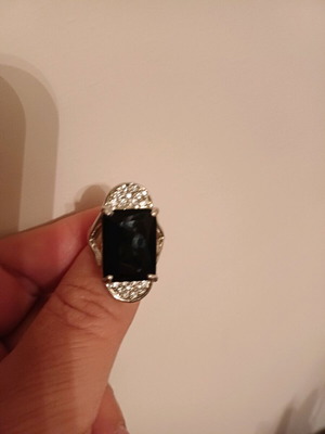 Faux ring with black stone new, impressive