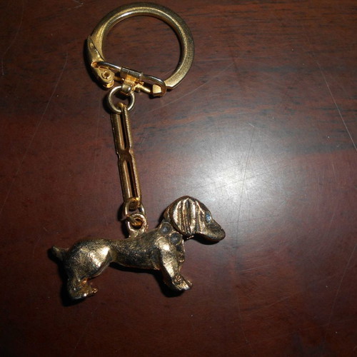 Brass keychains used, owl and dog, set of 2 pieces