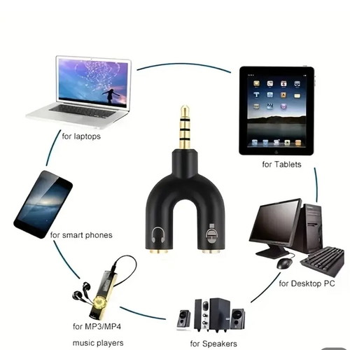 3.5mm Audio Splitter Male to Female Stereo Jack Connector new