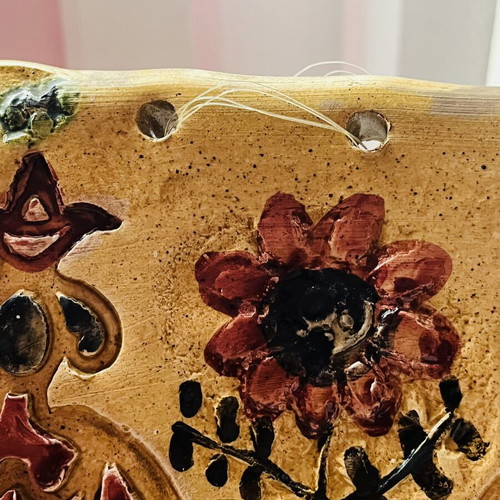 Vintage Ceramic Wall Plaque by Angeliki Tseva used, folk art