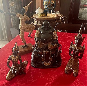 Τελική τιμή <3 Βούδας-Σέτ μπρούτζινα αγαλματίδια μασίφ,από Ταιλάνδη.Πωλούνται όλα μαζί.