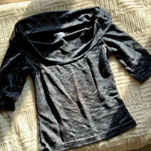 Evening top used, size S, black and silver