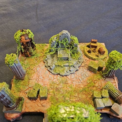 Ancient temple diorama for DnD and tabletop, hand-painted and stylized