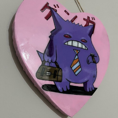 Melancholic Gengar new wall decoration with pink heart