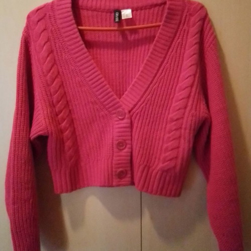 Knitted cardigan H&M new, cherry color, size XXS