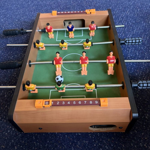 Wooden Foosball Table used with 4 Rows of Players and Score Counter