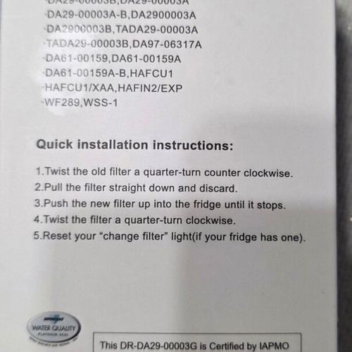 Water filter for Samsung refrigerator new, 4 pieces