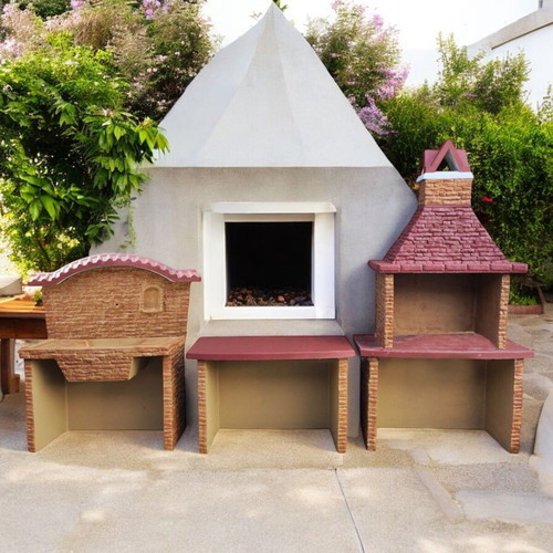 Garden set Stella with concrete sink, barbecue and beige-brown countertop, new